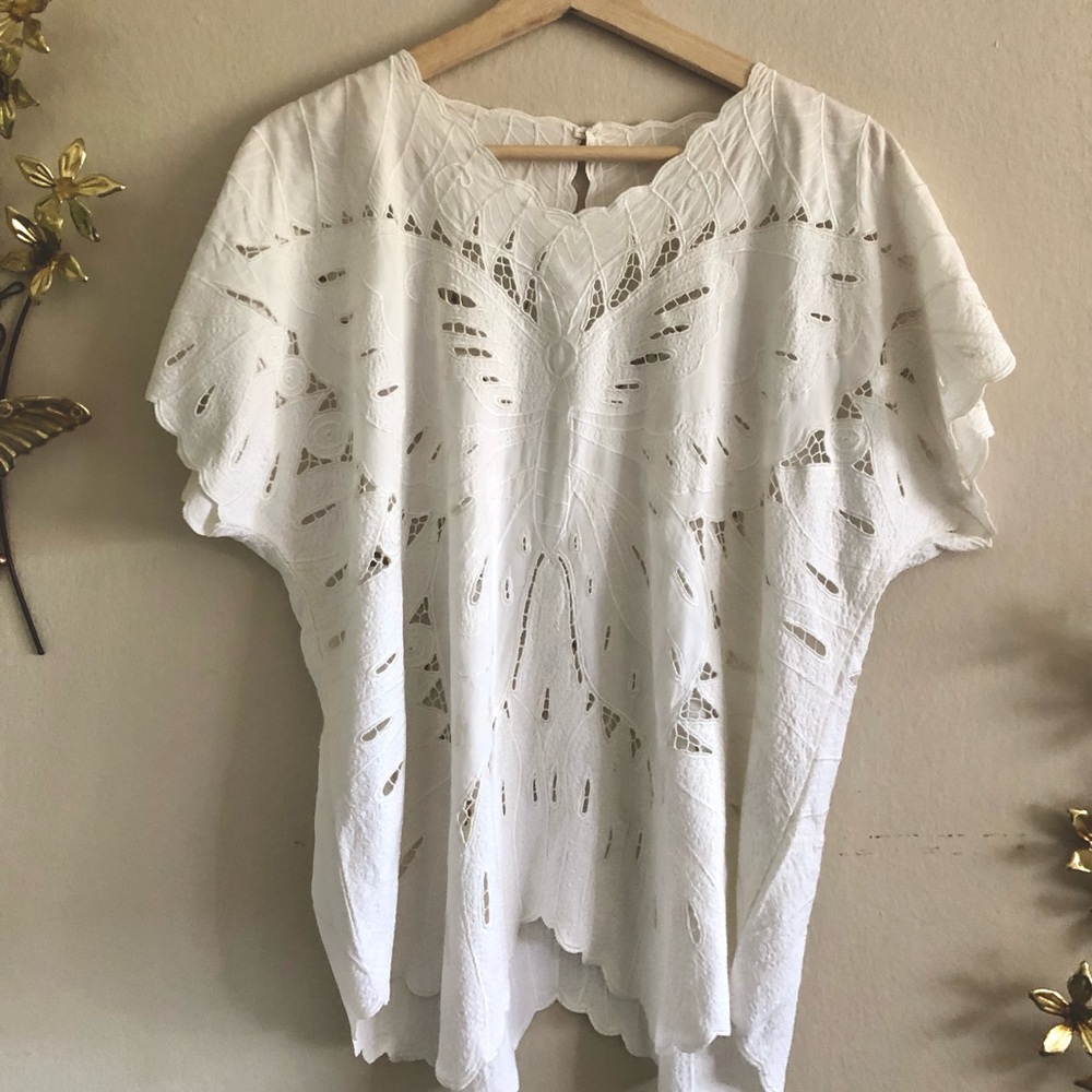 Vintage butterfly Embroidered eyelet top